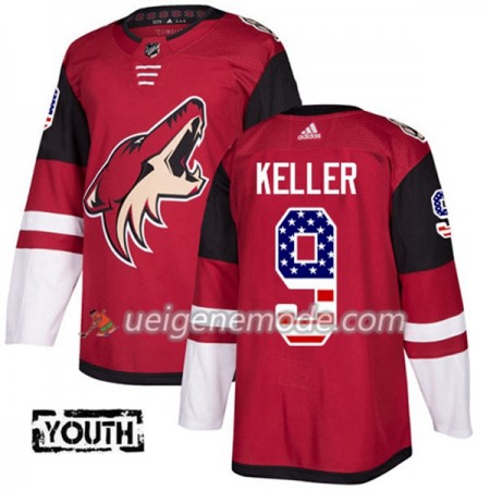 Kinder Eishockey Arizona Coyotes Trikot Clayton Keller 9 Adidas 2017-2018 Rot USA Flag Fashion Authentic